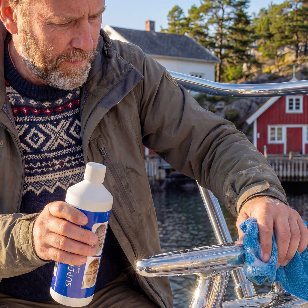 Super Stainless rengjør og beskytter rustfritt stål i båt